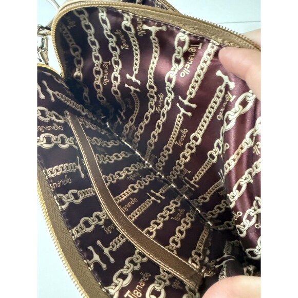 TIGNANELLO Metallic Leather Crossbody Bag bronze gold multi pouch - Picture 5 of 16